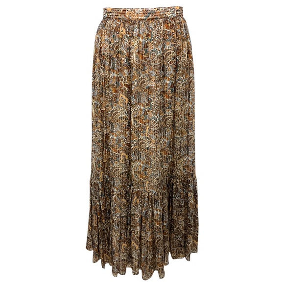 Celine Dresses & Skirts - CELINE MULTICOLOR PAISLEY PRINTED SILK LAME FRILLED PRAIRIE SKIRT